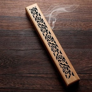 Bamboo <b>Incense</b> <b>Burner</b> Long Rectangular Aromatic <b>Holder</b> with Carved Swirl Pattern Durable Wooden Stick Tray - Product Image 2