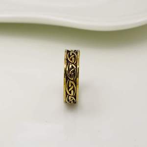 Antique Gold Plated Brass <b>Ring</b> With <b>Celtic</b> Pattern Unisex Vintage Style Plain Band <b>Ring</b> Daily Wear Jewelry - Product Image 2