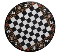 Pietra Dura Incrustation Art Chess Design table Table basse incrustée de pierre de marbre pour salon ou salle à manger à la maison