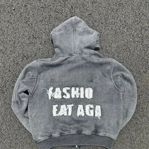 เสื้อฮู้ดซิปพิมพ์ลายแบบย้อมสีเอซิด ขายส่ง 500 GSM สไตล์วินเทจสตรีทแวร์ทรงโอเวอร์ไซส์ ผ้าฟลีซ รับผลิตตามสั่ง OEM ผู้ผลิตและผู้จัดจำหน่าย - Product Image 2