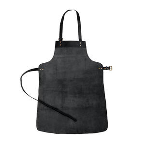 Tablier de travail en cuir noir robuste avec sangles réglables, tablier de protection résistant à la chaleur pour le soudage, le barbecue, l'atelier et l'usage domestique - Product Image 3