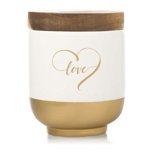 โกศเผาศพสัตว์เลี้ยงแบบโมเดิร์น ทำจากพอร์ซเลนเคลือบทอง เป็นมิตรกับสิ่งแวดล้อม ทนทาน ปลอดภัย พร้อมฝาไม้ สำหรับแมว สุนัข และสัตว์เล็ก - Product Image 1