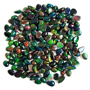 Ópalo etíope Welo negro natural, cabujón de 8x10mm y 10x14mm, piedra preciosa suelta para la fabricación de joyas, precio al por mayor, ópalo de fuego a granel. - Product Image 3