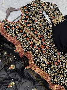 Nuevo aspecto elegante Faux Georgette bordado pesado Salwar traje para mujer diseño de ropa paquistaní Salwar kameez para mujer - Product Image 5