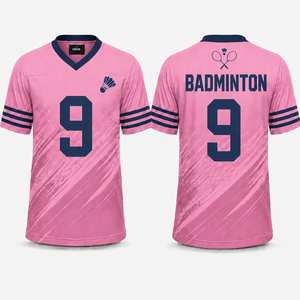 Camiseta de bádminton personalizada en rosa y azul marino – Camiseta deportiva de sublimación de secado rápido para equipos - Product Image 1