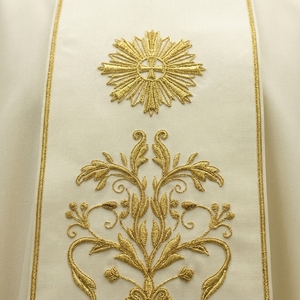 Chasuble Liturgique Crème avec Broderie Dorée, Vêtement Sacerdotal Catholique, Tenue de Culte Premium pour Cérémonies Religieuses - Product Image 4