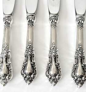 Stainless Steel BUtter <b>Knives</b> <b>Set</b> of 4 Ornate Handles Straight Edge Kitchen Cutlery - Product Image 4