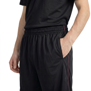 Shorts de sport respirants pour hommes avec logo personnalisé, en polyester, à rayures fines sur les côtés, taille élastique, pour l'été - Product Image 1