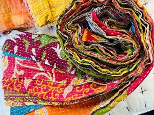 Premium Assorted Kantha <b>Fabric</b> Scrap <b>Strips</b> Recycled Pure Cotton Colorful Printed <b>Fabric</b> 2" Patchwork Sewing DIY Craft Projects - Product Image 5