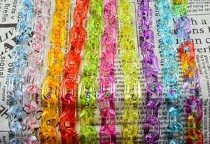 Cadena de eslabones de resina para decoración de pared, cadena transparente abierta para pared, hebilla de cadena, joyería DIY, cadena de eslabones cubanos de plástico acrílico para decoración de pared - Product Image 2
