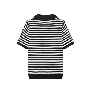 Nouvelle Collection Printemps-Automne 2026 : T-shirt Décontracté Rayé à Manches Courtes en Coton Tricoté Respirant pour Femme - Product Image 2