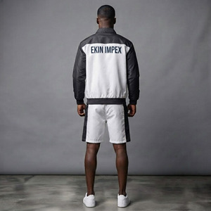 Custom Logo Men's Knitted Solid 2-Piece Shorts Set <b>Coach</b> Jacket and Shorts Casual Streetwear OEM Private Label - Product Image 4