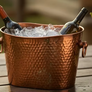 Seau à glace au design attrayant, en acier inoxydable, avec couvercle en cuir, refroidisseur et glacière à vin durables - Product Image 1