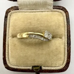 Cut Real Moissanite Twist Design Vintage Engagement <b>Ring</b> Sterling <b>Silver</b> 14K Yellow Gold Plated Women Wedding <b>Ring</b> TISHYA - Product Image 2