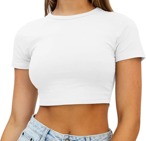 Sudadera Corta Ajustada de Verano para Mujer con Logotipo Personalizado al por Mayor, Tops Cortos para Mujer, Sudaderas Cortas para Mujer al por Mayor - Product Image 5