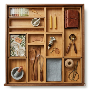 Wooden Bamboo Drawer Organizer Kitchen Storage Box Utens Space Saving Modern Home Kitchen Cabinet <b>Insert</b> Drawer Storage Solution - Product Image 6