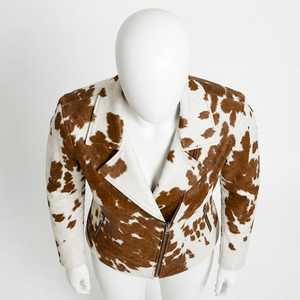 Blouson de motard en cuir véritable pour homme, col rabattu, fermeture éclair, coupe classique, hiver, décontracté, logo brodé sur le devant - Product Image 3