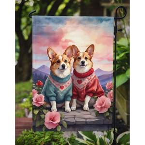 Corgi dos corazones Multicolor jardín bandera buzón decorativo patio Banner para Patio ilustraciones complementando camas de flores en tamaño - Product Image 3