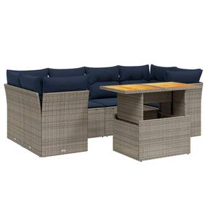 Juego de sofás de patio de ratán sintético gris de 7 piezas con cojines, muebles duraderos para exteriores - Product Image 2