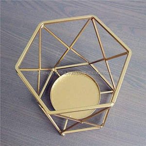 Portavelas Redondo de Hierro y Metal para Decoración de Boda, Soporte de Mesa Chapado en Oro, Forma Geométrica, Novedad - Product Image 5
