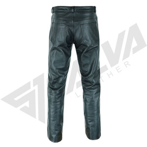 Pantalones de Motocicleta Impermeables de Cuero Negro para Hombre, Corte Recto, Cintura Media, con Cordón Ajustable, para Invierno - Product Image 5