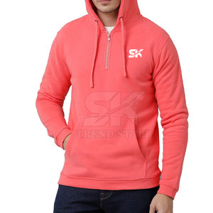 Sweat-shirt à capuche léger et respirant pour homme, en coton, design personnalisé, demi-zip, qualité supérieure. - Product Image 2