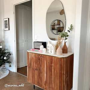 Aparador Vandana Stellar Grand en madera de acacia y mármol blanco, Judith - Product Image 5