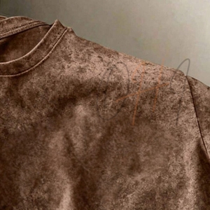 Camiseta Oversize Vintage Marrón Lavado Ácido para Hombre, Estilo Urbano, Personalizable por Delante, Casual, Manga Corta, Algodón Transpirable de Secado Rápido - Product Image 4