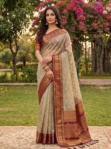 Sari de Tela de Algodón Suave - Estilo Indio/Pakistaní Moderno con Bordado Intenso para Baile de Graduación/Fiesta/Diwali - Product Image 5