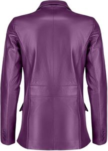 Chaquetas de Mujer al por Mayor de Alta Calidad, Blazer de Cuero Morado, Chaqueta Casual de Cuero Genuino OEM para Mujer, Mangas Largas, Logotipo Personalizado - Product Image 4