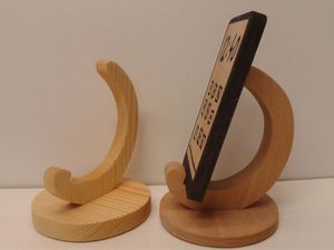 Soporte para Teléfono de Bambú Moderno, Forma Ovalada, Material Natural, Soporte de Escritorio para Decoración del Hogar y Oficina - Product Image 2