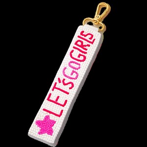 Llavero con Correa de Cuentas para Muñeca, Diseño 'Let's Go Girls' con Estrella Rosa, Cierre Hecho a Mano, Estilo Mini, Accesorio Lindo para Niñas - Product Image 1