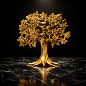 SHUBHAM Brass <b>Tree</b> Life Figurine Gold Plated Handmade Polished Modern Geometric <b>Tabletop</b> Vase Living Room Home Decor Gift - Product Image 6