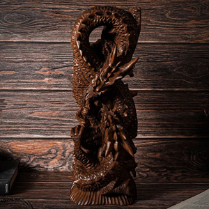 Escultura de Dragón Hecha a Mano, Pieza Decorativa, Obra de Arte Tradicional de Dragón en Madera, Dragón Coleccionable de Madera Sólida de Primera Calidad - Product Image 1
