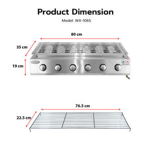 Barbecue au gaz infrarouge portable électrique argenté avec 6 brûleurs et surface en acier inoxydable, commercial, 34 pouces, sans prise requise - Product Image 2