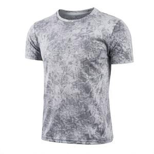 T-shirt uni à col rond en tissu épais et résistant, effet délavé soleil, mode estivale, manches courtes, OEM ODM - Product Image 2