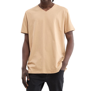 Men's High Quality Quick Dry Solid <b>V</b> Neck T-Shirt 100% Cotton Worsted Custom Logo Custom Color Loose <b>Fit</b> Breathable Eco-Friendly - Product Image 2