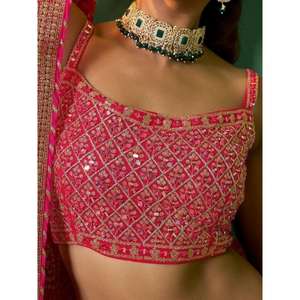 Maravillosas lentejuelas amarillas mostaza Georgette Lehenga Choli con Dupatta - Product Image 2