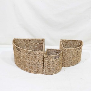 Triangle Seagrass Storage <b>Basket</b> Corner Organizer Bin Set Nesting Decorative <b>Baskets</b> with Handles - Product Image 3