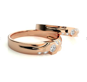 Bindi Jewels 925 Sterling <b>Silver</b> Rose Gold Plated Curved Christian Romantic Couple <b>Rings</b> - Product Image 1