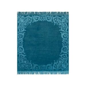 Ensemble de tapis de luxe en soie, éthiquement provenant, noués à la main, style oriental, à poils coupés abstraits, brodés, style persan - Product Image 1