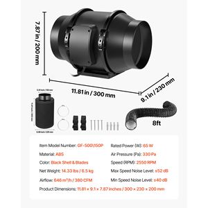Ventilatore Inline da 6 Pollici 180 CFM con Filtro al Carbone e Regolatore di Velocità, Kit di Filtrazione dell'Aria per Sistema di Ventilazione e Riscaldamento - Product Image 5