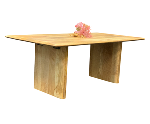 Mesa de Centro Moderna de Madera de Mango Sólida con Patas Plegables, Acabado Natural, para Sala de Estar, Oficina en Casa o Uso Comercial - Product Image 1