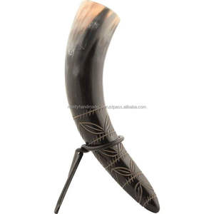 Genuine Quality Handmade Viking Medieval Ceramic Beer Wine Horn Brass Moulding Stand Quality Ceramic <b>Cups</b> for Christmas Party - Product Image 1