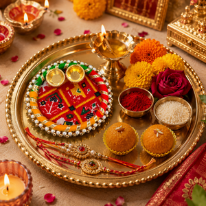 Plateau traditionnel pour Haldi Kumkum, support pour assiettes de Puja Navratri, cadeau de Diwali, assiette de Puja artisanale, assiettes de décoration religieuse Roli - Product Image 4