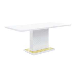 Table à manger Gaines en blanc brillant avec base en piédestal - Product Image 1
