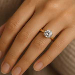 Bague solitaire en diamant rond de 1,01 carat cultivé en laboratoire, pour homme et femme, or massif 14 carats, bijoux de fiançailles, de mariage et de fête pour les partenaires - Product Image 3