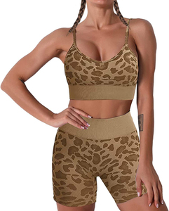 Women's Lavender Crop Top And High Waist <b>Yoga</b> Shorts <b>Set</b> Racerback Seamless Solid Color Breathable Workout Outfit - Product Image 3