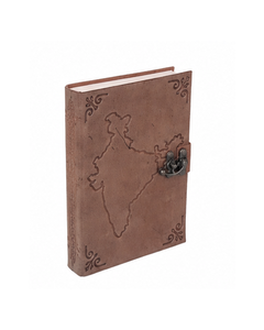 Leather Bound Journal – India Map Engraved, Brass Lock Closure, Handmade Vintage <b>Diary</b> for Travelers & Writers - Product Image 5