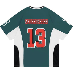 เสื้อฟุตบอลตาข่ายคอวีทรงโอเวอร์ไซส์สไตล์เรโทรสำหรับผู้ชายและผู้หญิง พิมพ์ลายดิจิตอลแบบซับลิเมชั่น รับสั่งทำโลโก้ ชื่อ และหมายเลข จำนวนมาก - Product Image 2